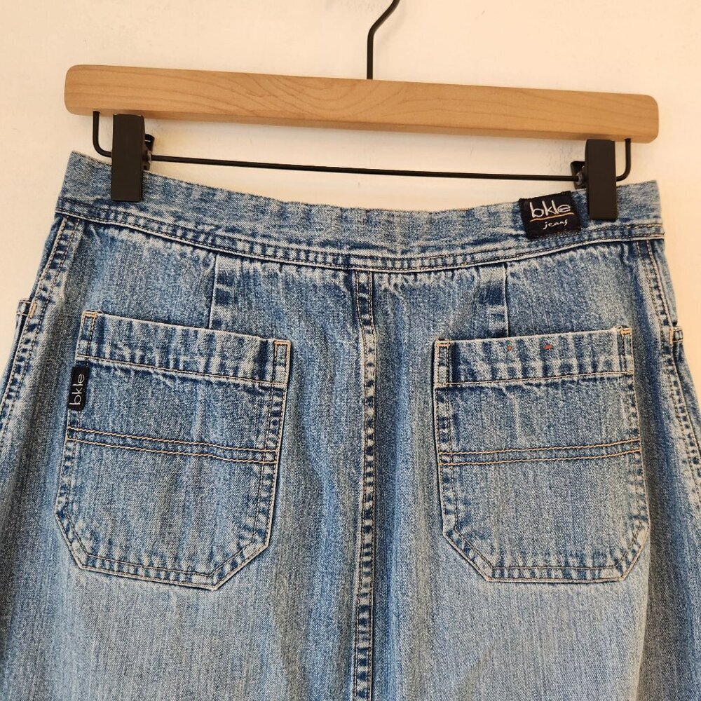 VTG BKE Buckle Y2K 90s Denim Jean Maxi Skirt Side Slits Women's 27 - Picture 4 of 10